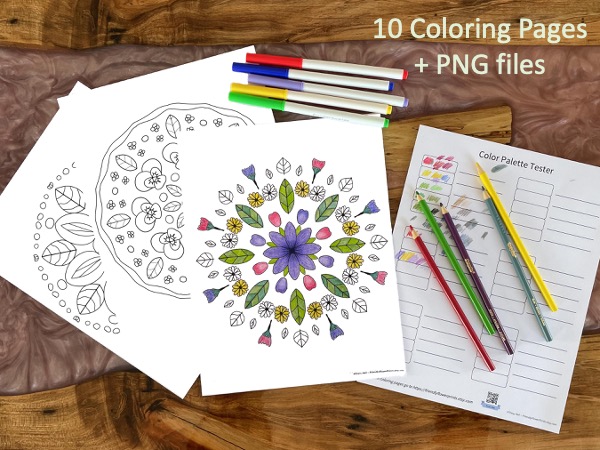 partially colored fall themed mandala coloring page