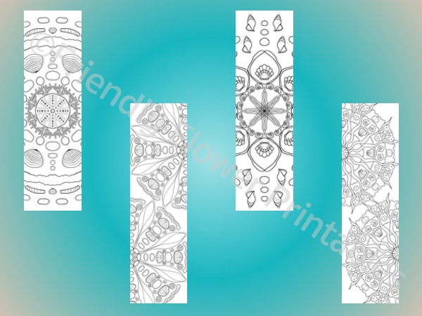 4 Hand Drawn Seashell Mandala Bookmarks to Color - Image 3