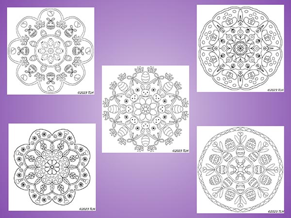 5 Hand Drawn Easter Mandala Coloring Pages - Image 3