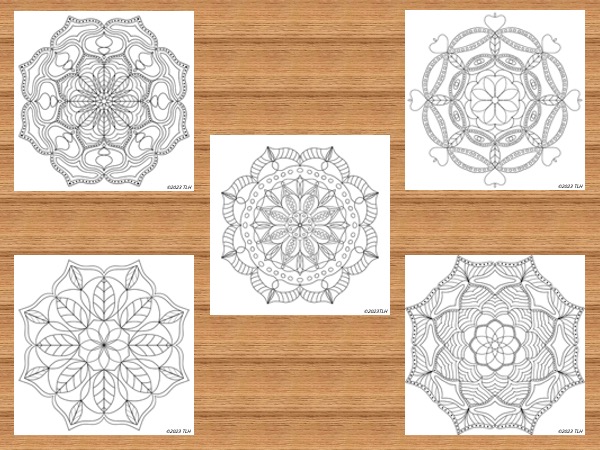 5 Hand Drawn Mandala Coloring Pages - Image 3