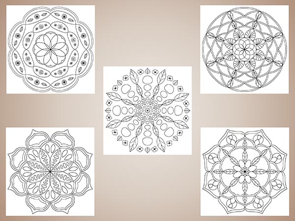 10 Flower Themed Mandala Coloring Pages - Image 3
