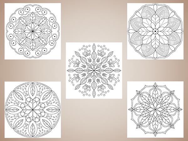 10 Flower Themed Mandala Coloring Pages - Image 4