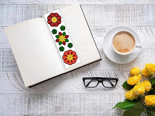 4 Hand Drawn Flower Mandala Bookmarks to Color - Image 4